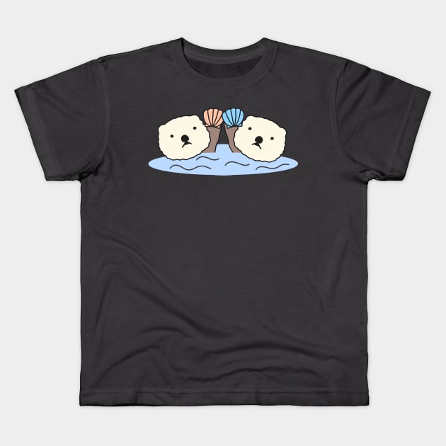 Cute Sea Otter Anime Simple Aesthetic Kawaii Animal - 2 Kids T-Shirt by Marinaaa010